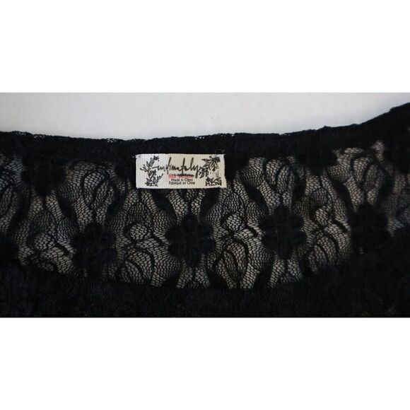 Intimately x Free People Womens Sz XS Black Keep It Simple S/S Lace Baby Tee - Picture 3 of 6